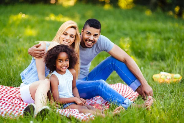 Happy Family Having Fun Time Together Picnic — Stock Photo, Image