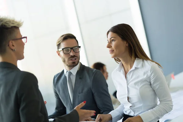 Picture of business colleagues talking in office — Stock Photo, Image
