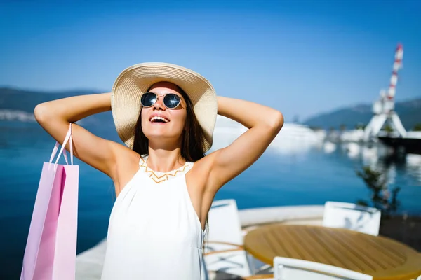 Luxurious life for woman enjoying summer vacation