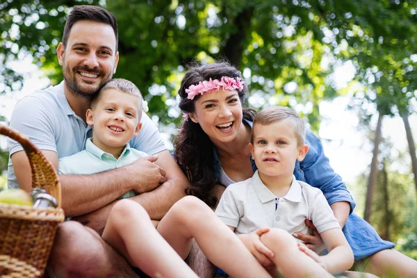 Family Picnic Outdoors Togetherness Relaxation Happiness Nature Concept — Stock Photo, Image