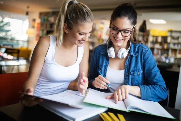 Happy Group Students Studying Talking Together University — Stock Photo, Image