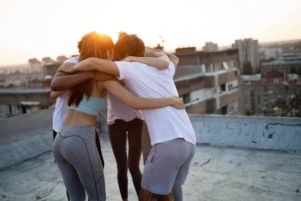 Fitness Esporte Treinamento Conceito Estilo Vida Saudável Grupo Pessoas Felizes — Fotografia de Stock