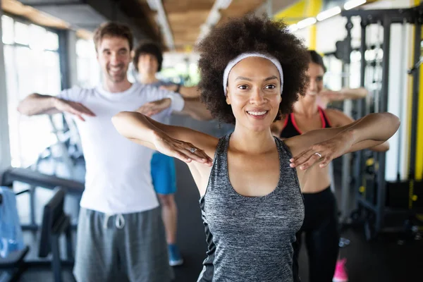 Group Young People Doing Exercises Gym — Stock Photo, Image