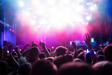 Müzik Festivali'nde zevk mutlu dans kalabalık portresi