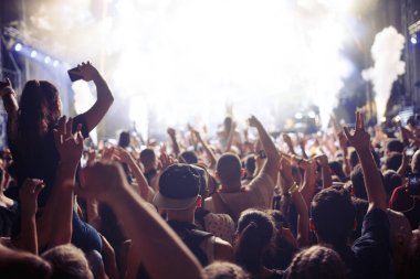 Müzik Festivali'nde zevk mutlu dans kalabalık portresi