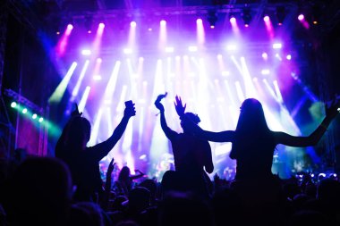 Müzik Festivali'nde zevk mutlu dans kalabalık portresi