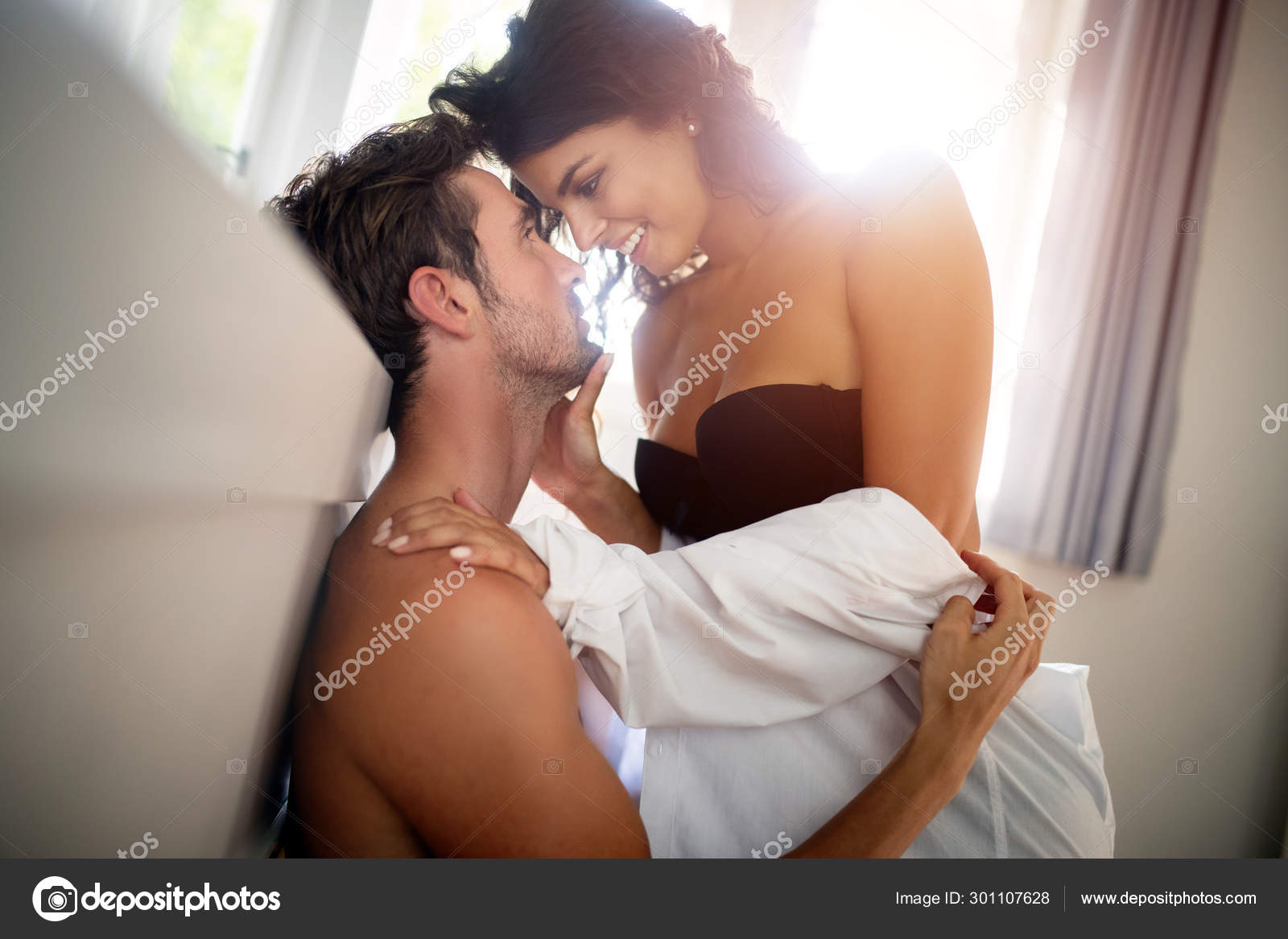 Beautiful Young Passionate Couple Having Sex Bedroom Stock Photo by ©nd3000 301107628 image picture