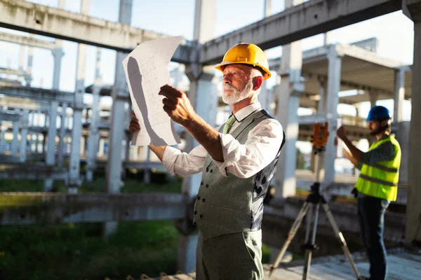 Grupo Ingenieros Construcción Que Trabajan Obra Gestión Obra — Foto de Stock