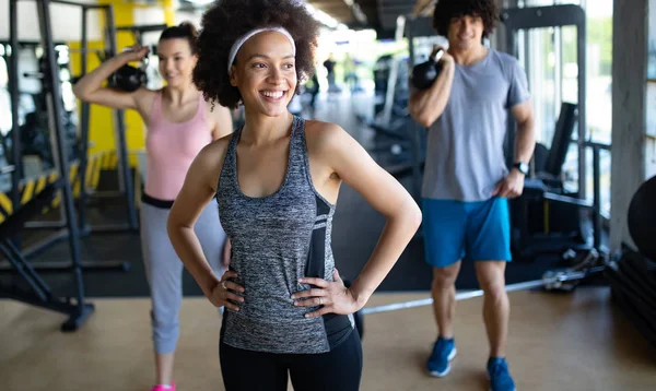 Picture Cheerful Young Fitness Team Gym — Stock Photo, Image