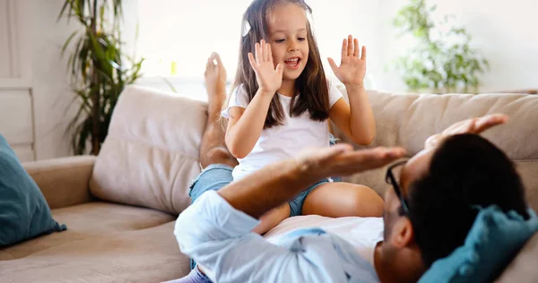 Portrait Father Daughter Playing Home Together — Stock Photo, Image