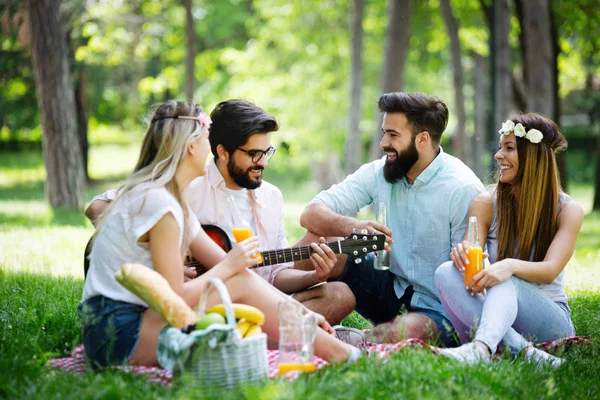 Friends Having Great Time Picnic Nature — Stock Photo, Image