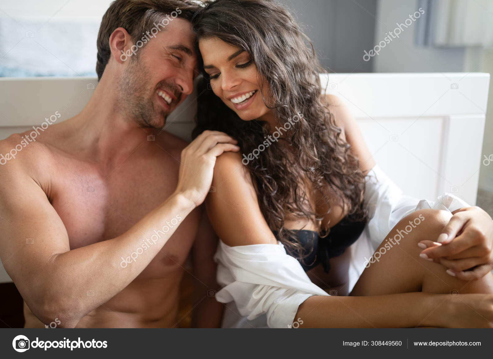 Beautiful Young Passionate Couple Having Sex Bedroom Stock Photo by ©nd3000  308449560