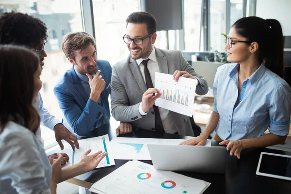 Grupo Negócios Feliz Bem Sucedido Pessoas Trabalho Escritório — Fotografia de Stock