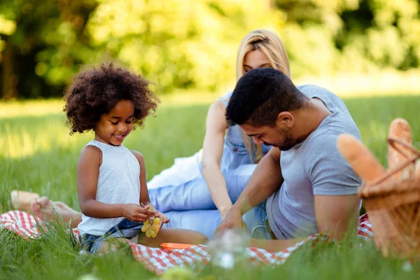 Szczęśliwa Rodzina Zabawy Czas Razem Piknik — Zdjęcie stockowe