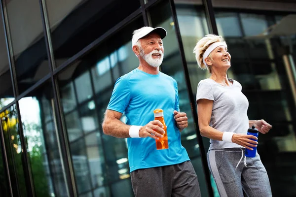 Krásný Sportovní Vedoucí Pár Zůstat Fit Běh Jogging — Stock fotografie