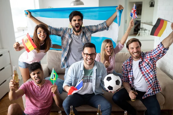 Group Multi Ethnic People Celebrating Football Game Having Fun Royalty Free Stock Photos