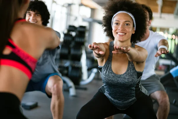 Picture Young Cheerful Fitness Team Friends Gym — Stock Photo, Image