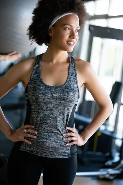 Fitness Deporte Concepto Saludable Estilo Vida Sonriendo Forma Mujer Afroamericana — Foto de Stock