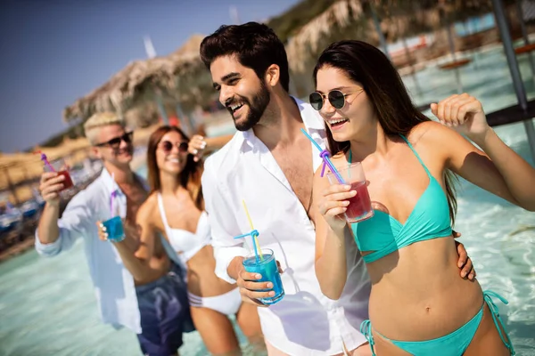 Yaz partisi. Kumsalda bir grup arkadaş kuyruk sallayıp eğleniyorlar.