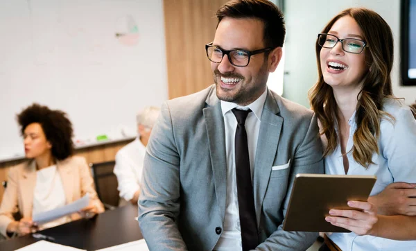 Group Young Business People Working Brainstorming Communicating Office — Stock Photo, Image