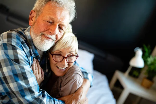 Mature Couple Love Senior Husband Wife Hugging Bonding True Emotions — Stock Photo, Image