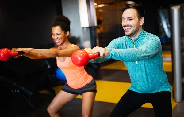 Group Sportive People Gym Training Multiracial Group Friends Working Out — Stock Photo, Image