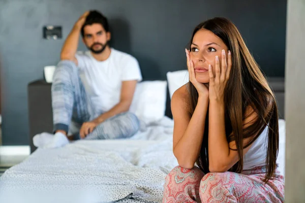 Relationship problems due to stress can ruin sex life. Impotence, people, relationship concept