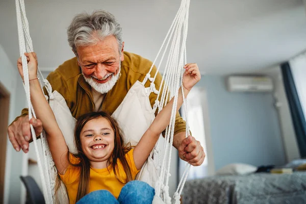 Happy Grandparent Playing Having Fun Grandchildren Family People Love Concept — Stock Photo, Image