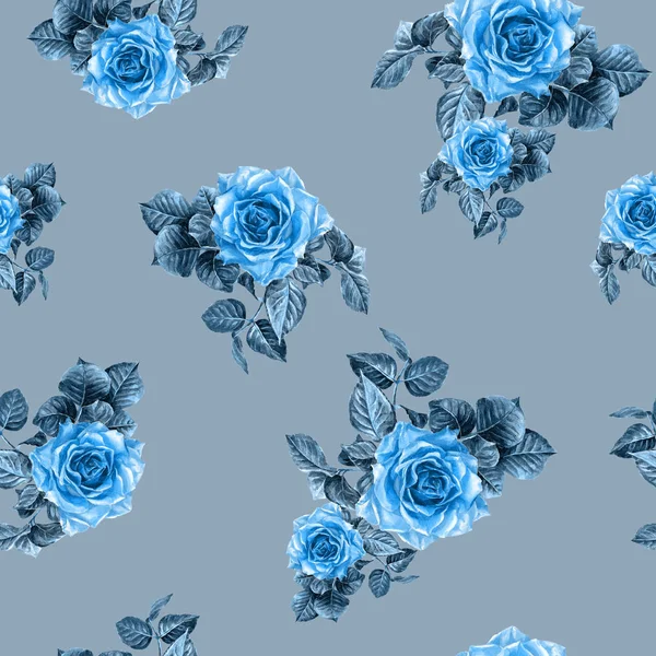 Seamless Pattern Roses Painted Watercolor — Stock Photo, Image