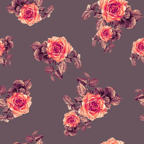 Vzor Bezešvé Růží Malované Akvarelem — Stock fotografie