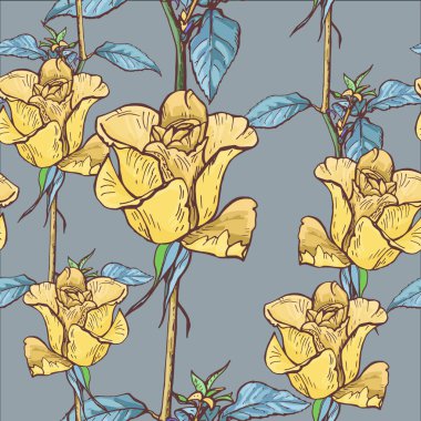 Grafik gül, vektör çizim seamless modeli.