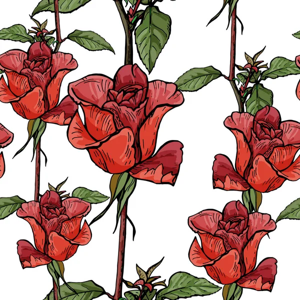 Padrão Sem Costura Rosas Gráficas Ilustração Vetorial — Vetor de Stock
