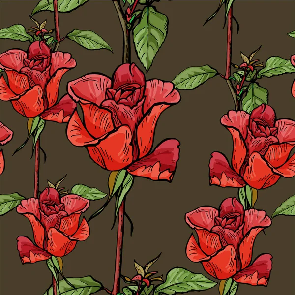 Grafik gül, vektör çizim seamless modeli.