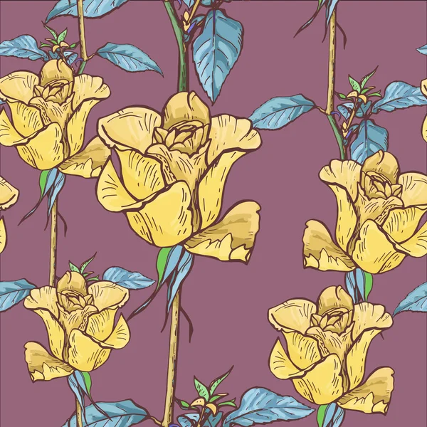 Grafik gül, vektör çizim seamless modeli.