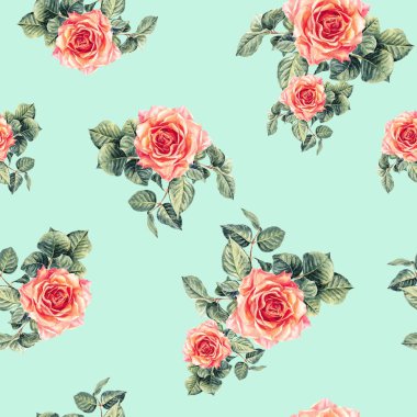 Dikişsiz desen suluboya ile boyalı gül.