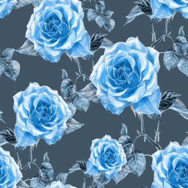 Dikişsiz desen suluboya ile boyalı gül.