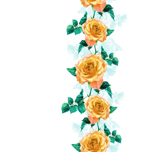 水彩彩绘玫瑰无缝图案 — 图库照片