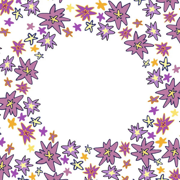 Карточка Рамкой Цветов Векторный Фон Декоративные Цветы Чернилами Пространством Испытания — стоковый вектор