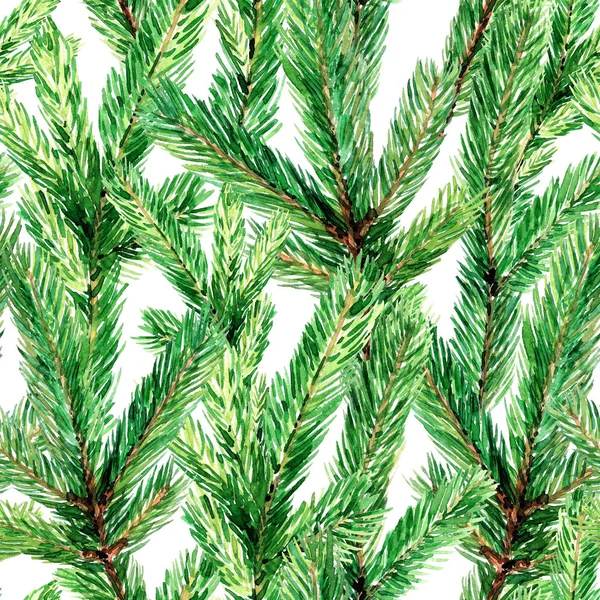 Modèle Sans Couture Noël Avec Branches Sapin Aquarelle Illustration Noël — Photo