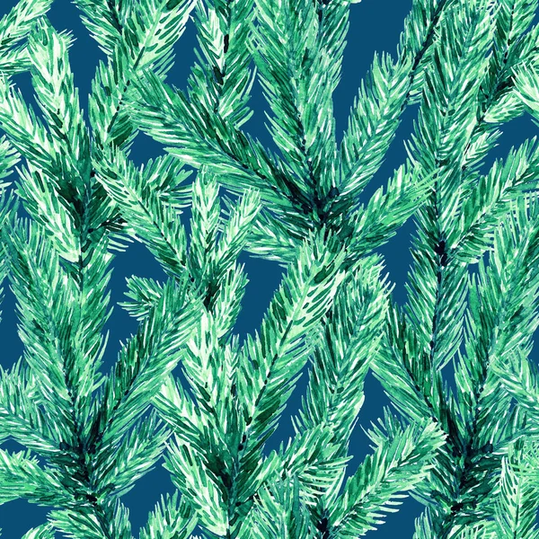 クリスマスのモミの枝でシームレスなパターン 水彩クリスマス イラスト — ストック写真