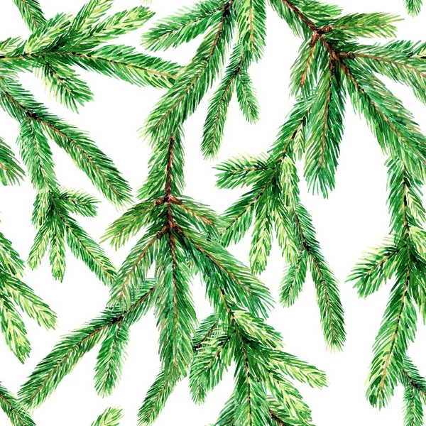 Modèle Sans Couture Noël Avec Branches Sapin Aquarelle Illustration Noël — Photo