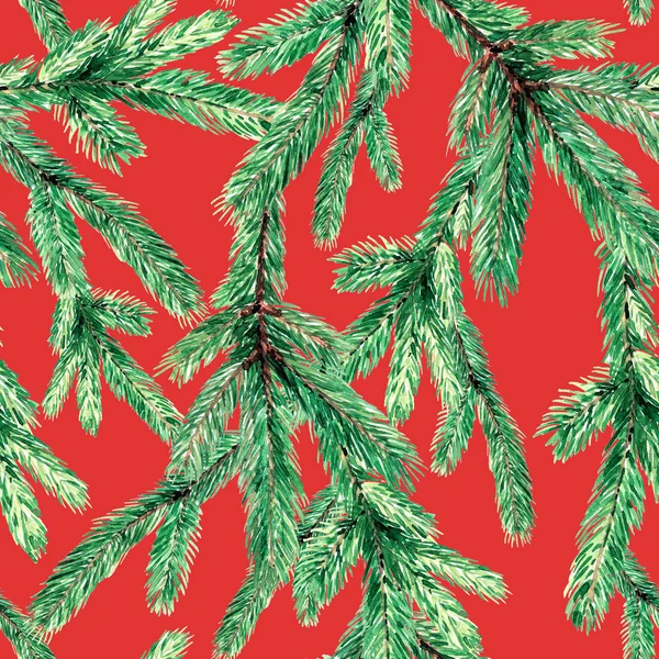 Modèle Sans Couture Noël Avec Branches Sapin Aquarelle Illustration Noël — Photo