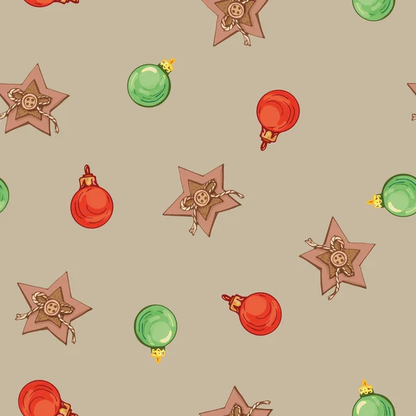 Seamless Pattern Christmas Decorations — Stock Vector