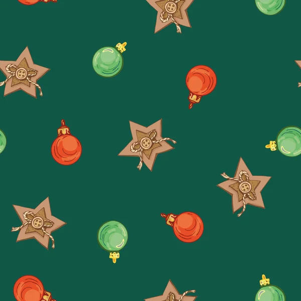 Seamless Pattern Christmas Decorations — Stock Vector