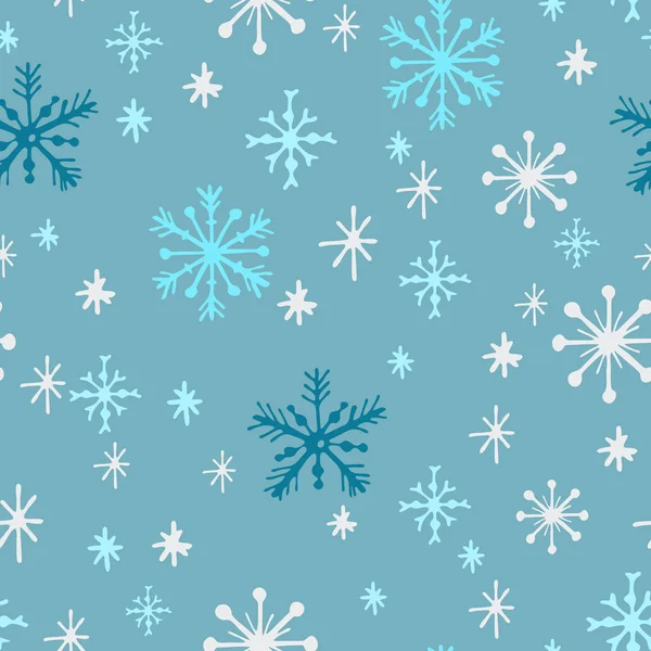 Patrón Sin Costuras Navidad Hermosos Copos Nieve Fondo Vector Invierno — Vector de stock