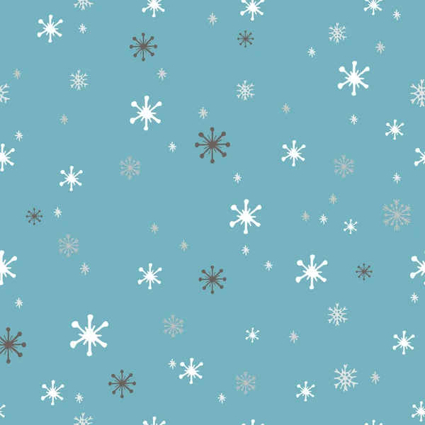 Patrón Sin Costuras Navidad Hermosos Copos Nieve Fondo Vector Invierno — Vector de stock