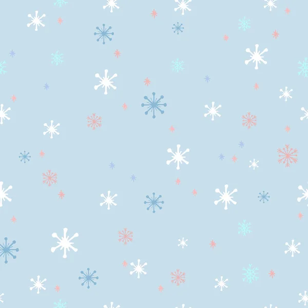 Patrón Sin Costuras Navidad Hermosos Copos Nieve Fondo Vector Invierno — Vector de stock