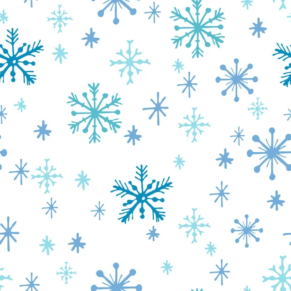 Patrón Sin Costuras Navidad Hermosos Copos Nieve Fondo Vector Invierno — Vector de stock