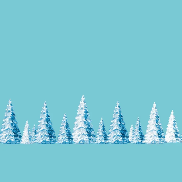 Christmas Seamless Pattern Winter Snow Covered Christmas Trees Watercolor Illustration — Stock Photo, Image