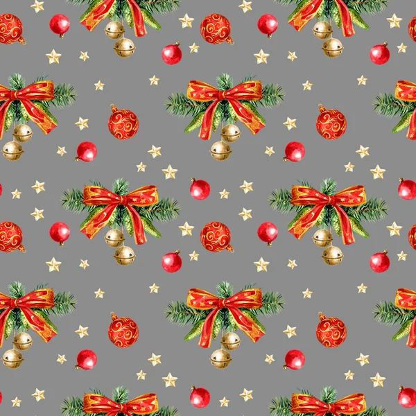 クリスマスの装飾のシームレスなパターン 水彩画のイラスト — ストック写真